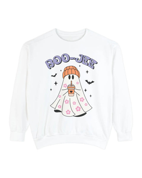 Boo Jee Ghost Halloween Sweatshirt Coffee Lover Graphic Sweater