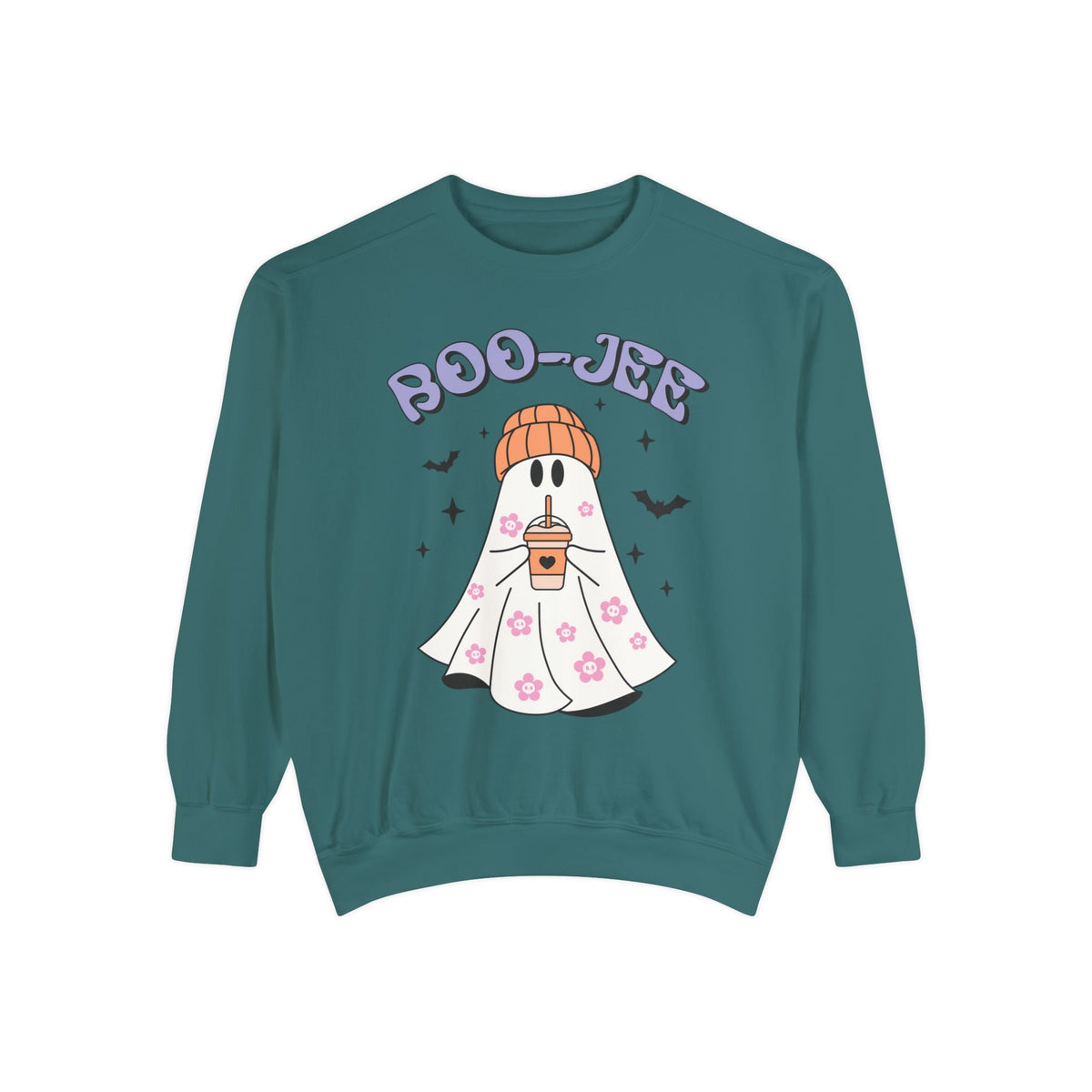 Boo-Jee Ghost Halloween Sweatshirt - Trendy Coffee Lover Ghost Graphic Sweater