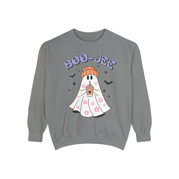 Boo-Jee Ghost Halloween Sweatshirt - Trendy Coffee Lover Ghost Graphic Sweater