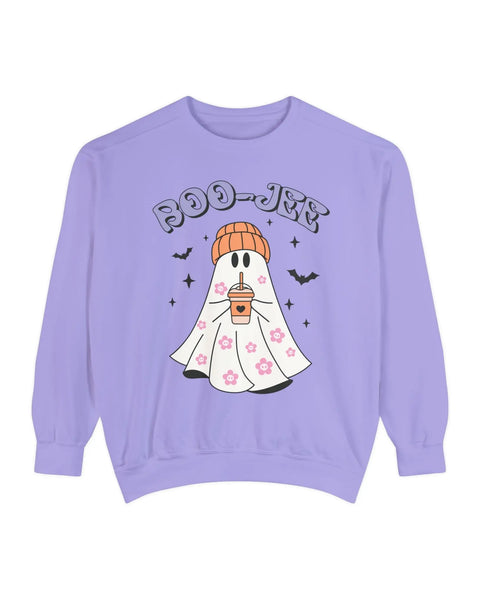 Boo Jee Ghost Halloween Sweatshirt Coffee Lover Graphic Sweater