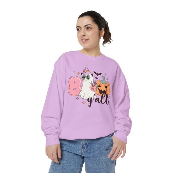 Boo Y'all Ghost Halloween Sweatshirt - Cute Ghost and Pumpkin Southern Halloween Sweater