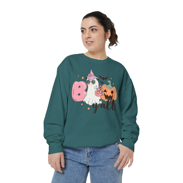 Boo Y'all Ghost Halloween Sweatshirt - Cute Ghost and Pumpkin Southern Halloween Sweater