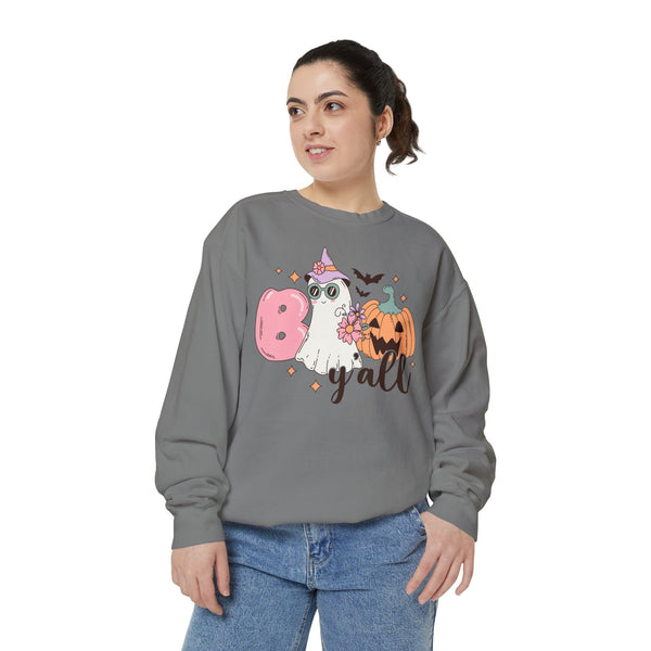 Boo Y'all Ghost Halloween Sweatshirt - Cute Ghost and Pumpkin Southern Halloween Sweater