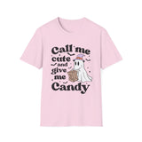 Call Me Cute and Give Me Candy Ghost Halloween T-Shirt