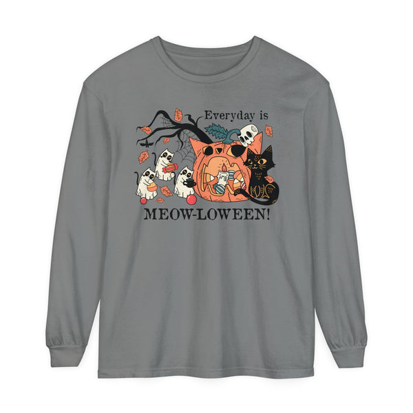 Candy Party Halloween Long Sleeve T-Shirt - Ghosts & Pumpkins with Treats Graphic Tee