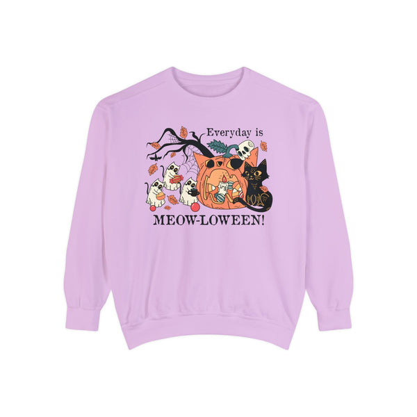 Candy Party Halloween Sweatshirt - Ghosts & Pumpkins with Treats Graphic Sweater