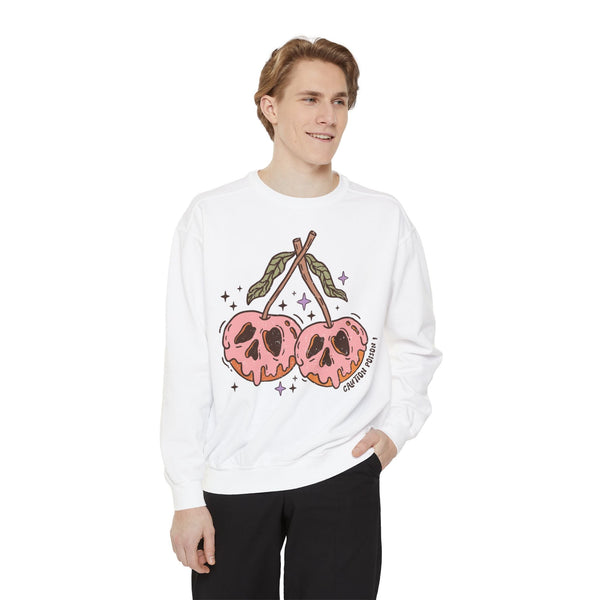 Caution Poison Halloween Sweatshirt - Pink Poison Apples Graphic Sweater