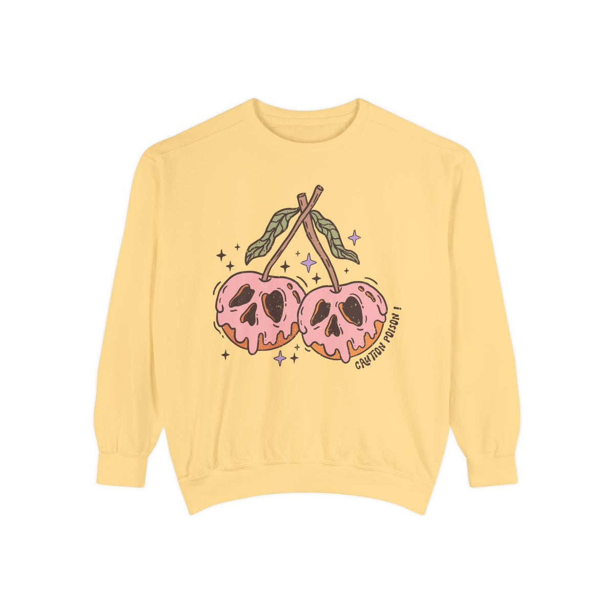 Caution Poison Halloween Sweatshirt - Pink Poison Apples Graphic Sweater