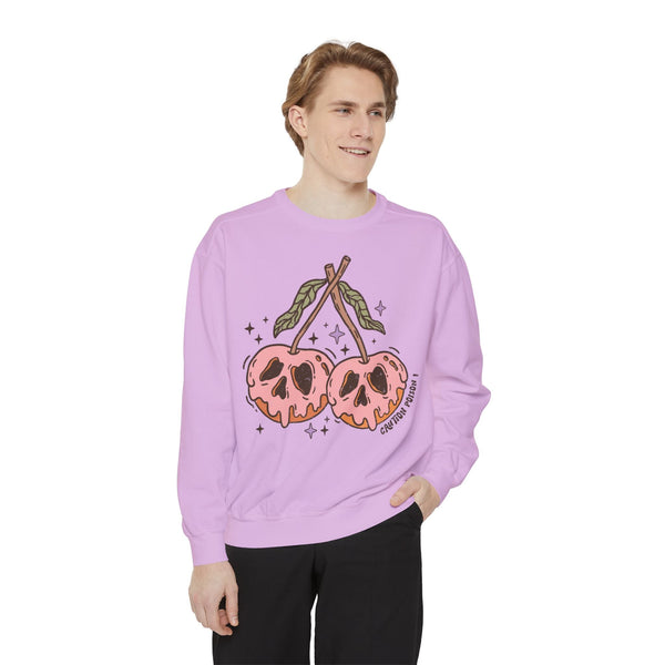 Caution Poison Halloween Sweatshirt - Pink Poison Apples Graphic Sweater