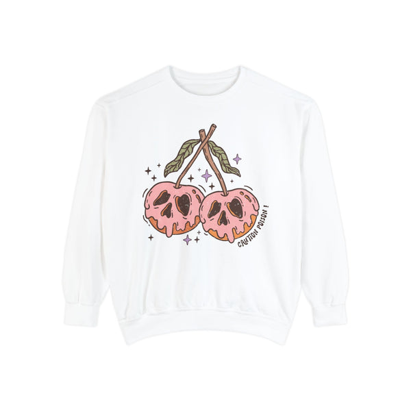 Caution Poison Halloween Sweatshirt - Pink Poison Apples Graphic Sweater