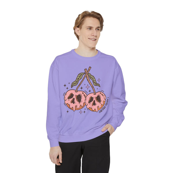 Caution Poison Halloween Sweatshirt - Pink Poison Apples Graphic Sweater