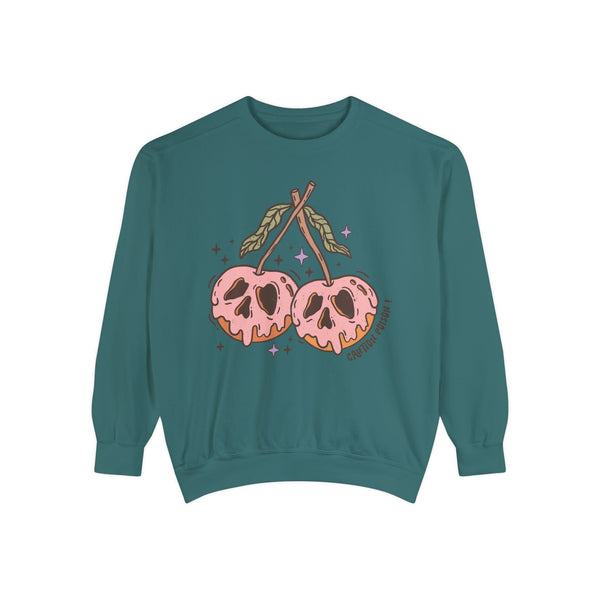 Caution Poison Halloween Sweatshirt - Pink Poison Apples Graphic Sweater