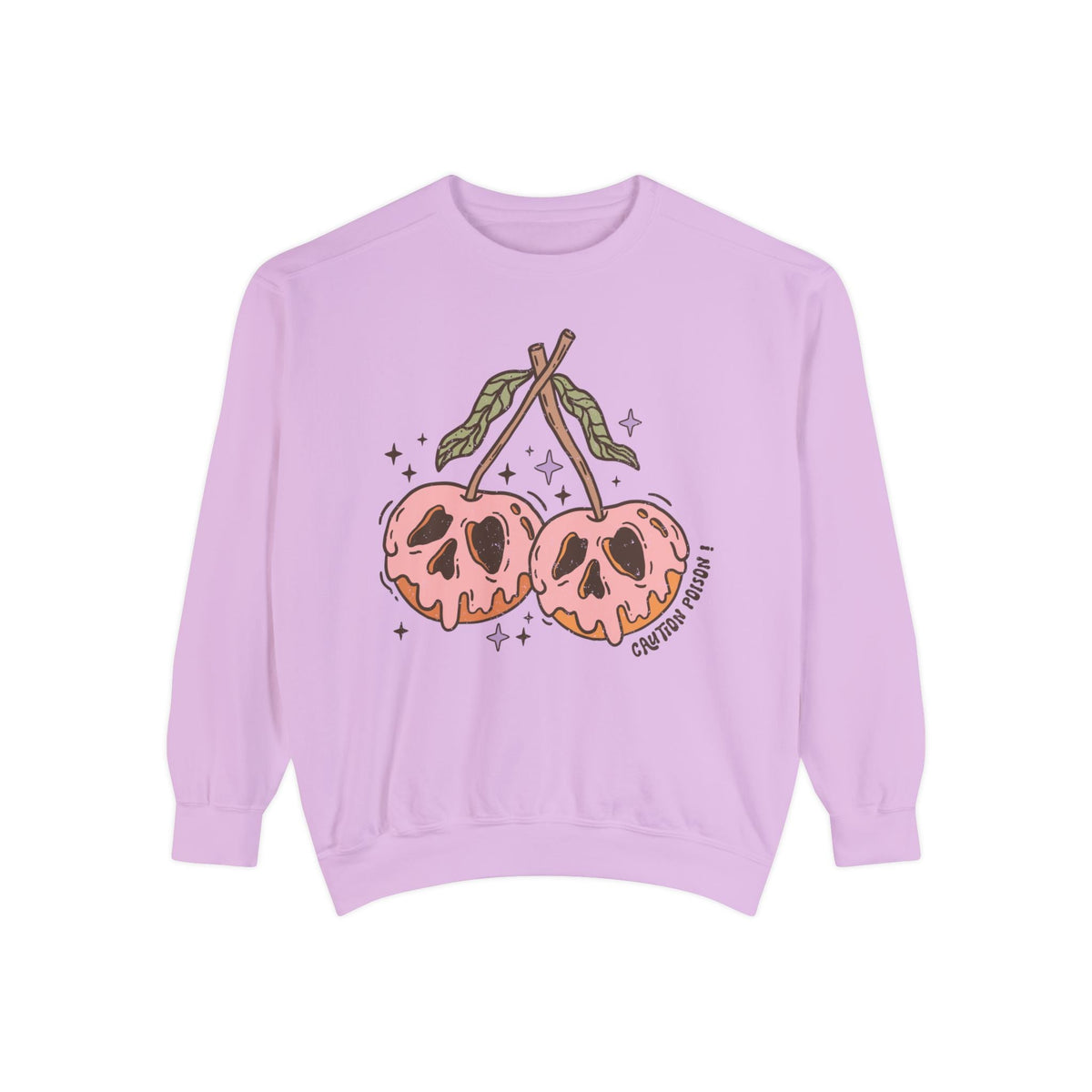 Caution Poison Halloween Sweatshirt - Pink Poison Apples Graphic Sweater