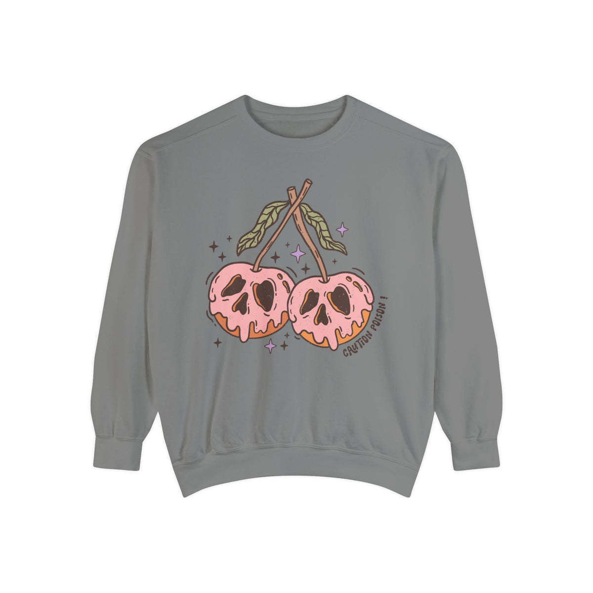 Caution Poison Halloween Sweatshirt - Pink Poison Apples Graphic Sweater