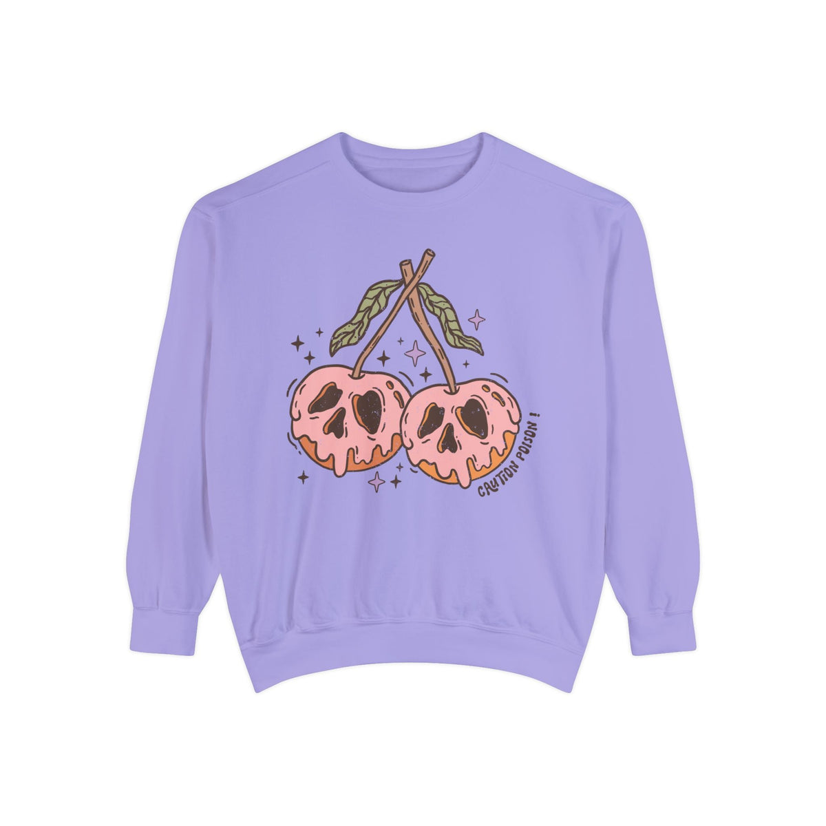 Caution Poison Halloween Sweatshirt - Pink Poison Apples Graphic Sweater