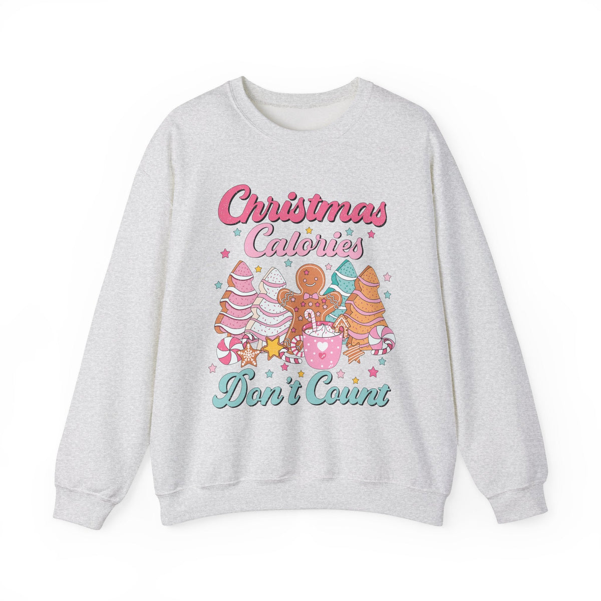 Christmas Calories Don't Count Crewneck Sweatshirt - Fun Gingerbread & Treats Christmas Sweater