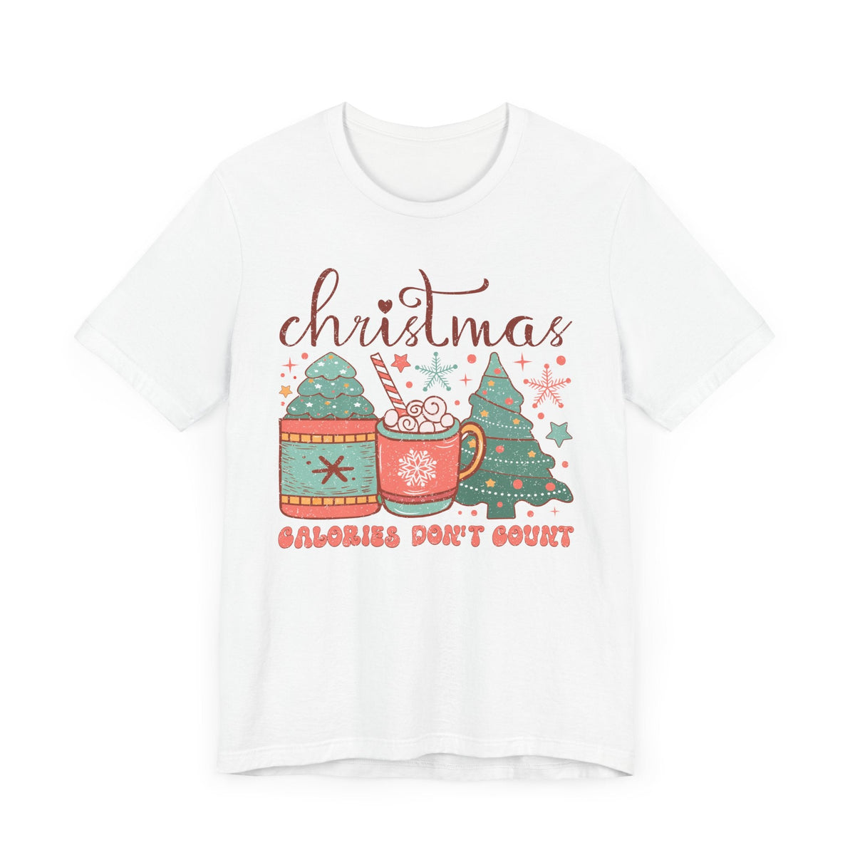 Christmas Calories Don’t Count T-shirt - Coffee & Christmas Tree Design