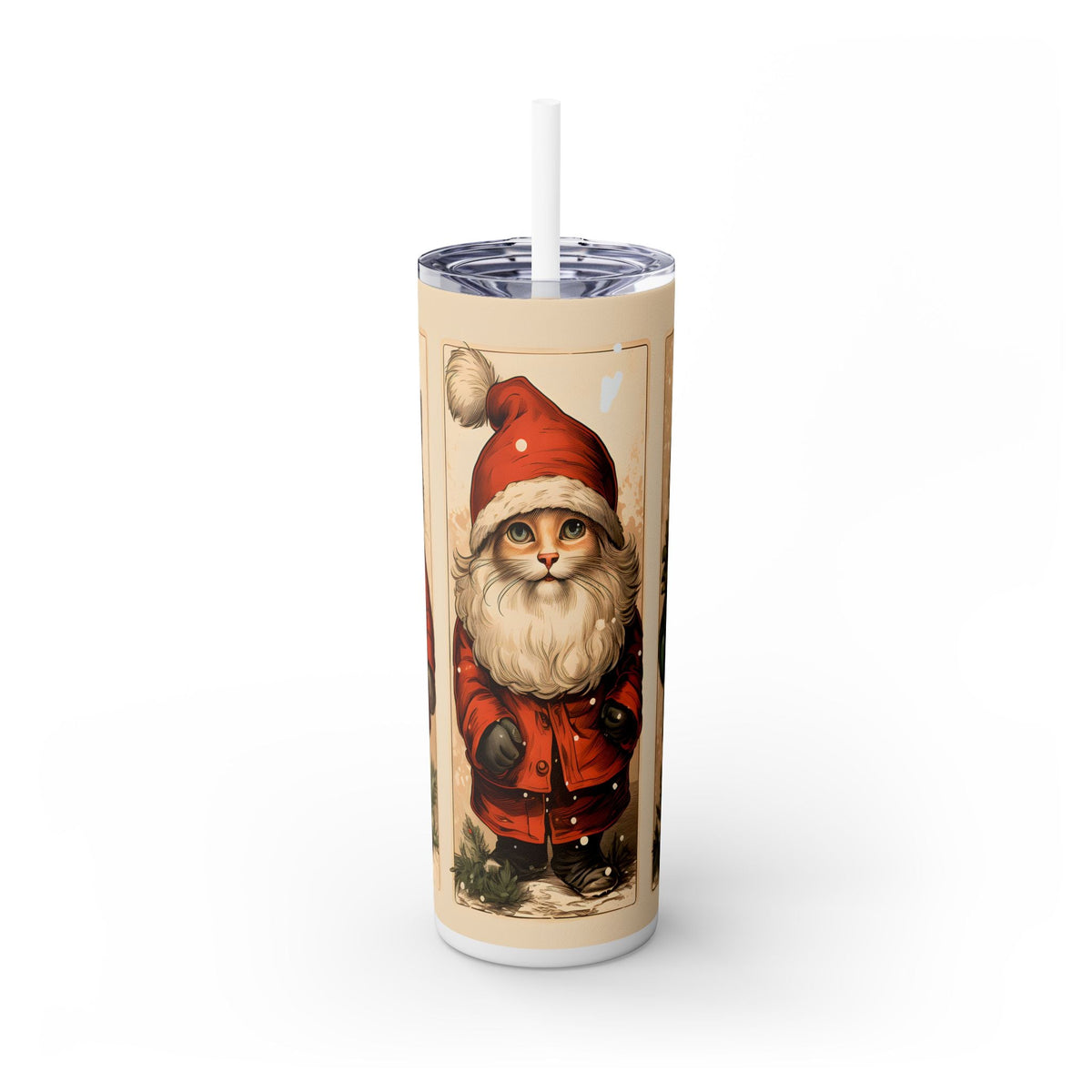 Christmas Cats in Santa and Festive Outfits - Cute Holiday Tumbler for Cat Lovers