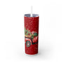 Christmas Holiday Tumbler - Red Pickup Truck with Snow and Poinsettia Design, Perfect Christmas Gift