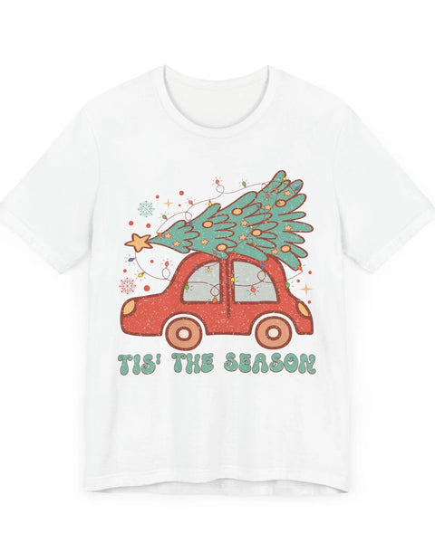 Christmas Tree On The Car T Shirt Tis The Season Holiday Graphic Tee