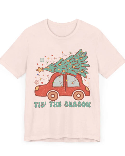 Christmas Tree On The Car T Shirt Tis The Season Holiday Graphic Tee