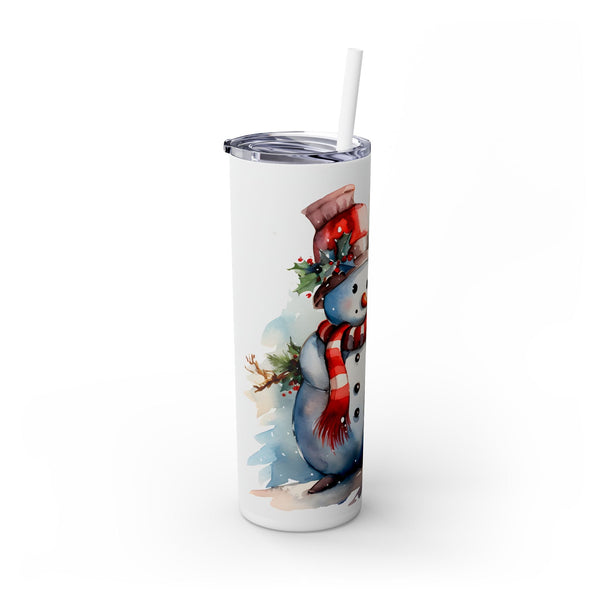 Christmas Tree Truck Tumbler - Vintage Red Truck with Holiday Wreath and Snowfall