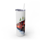 Classic Steam Train with Holiday Cheer - Snowy Christmas Train Travel Tumbler