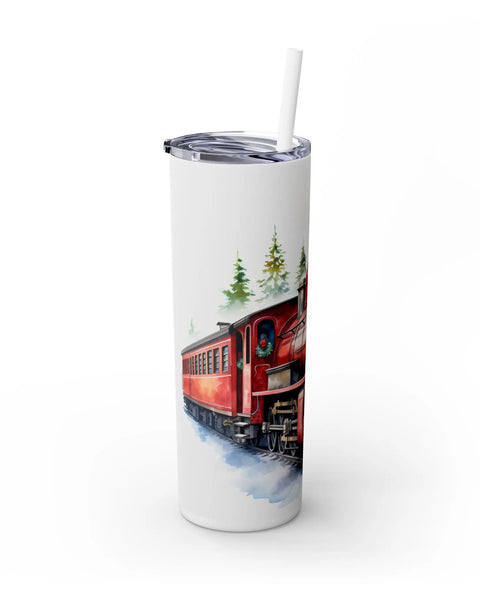 Classic Steam Train Snowy Christmas Tumbler 20oz Travel Keeps Drinks Cold