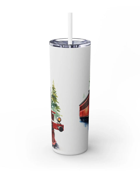 Classic Steam Train Snowy Christmas Tumbler 20oz Travel Keeps Drinks Cold