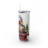 Classic Steam Train with Holiday Cheer - Snowy Christmas Train Travel Tumbler