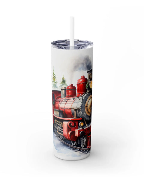 Classic Steam Train Snowy Christmas Tumbler 20oz Travel Keeps Drinks Cold