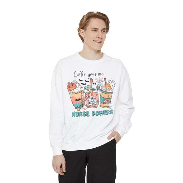 Coffee Gives Me Nurse Powers Halloween Sweatshirt - Spooky Nurse Life Sweater