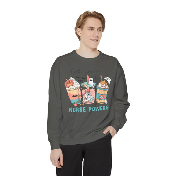 Coffee Gives Me Nurse Powers Halloween Sweatshirt - Spooky Nurse Life Sweater