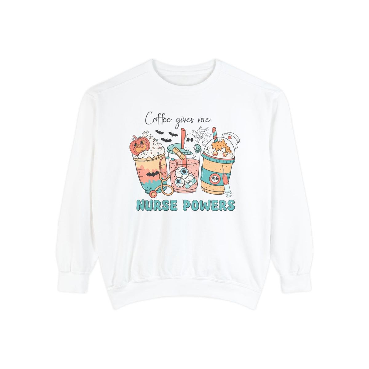 Coffee Gives Me Nurse Powers Halloween Sweatshirt - Spooky Nurse Life Sweater