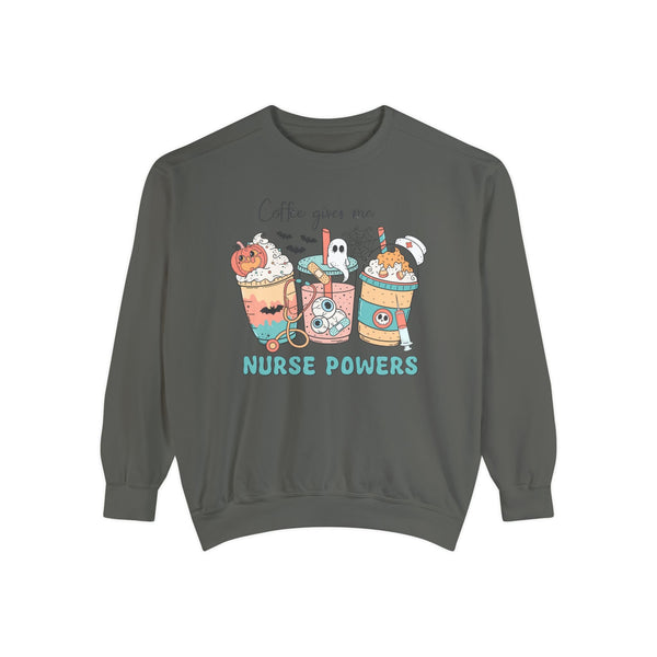 Coffee Gives Me Nurse Powers Halloween Sweatshirt - Spooky Nurse Life Sweater