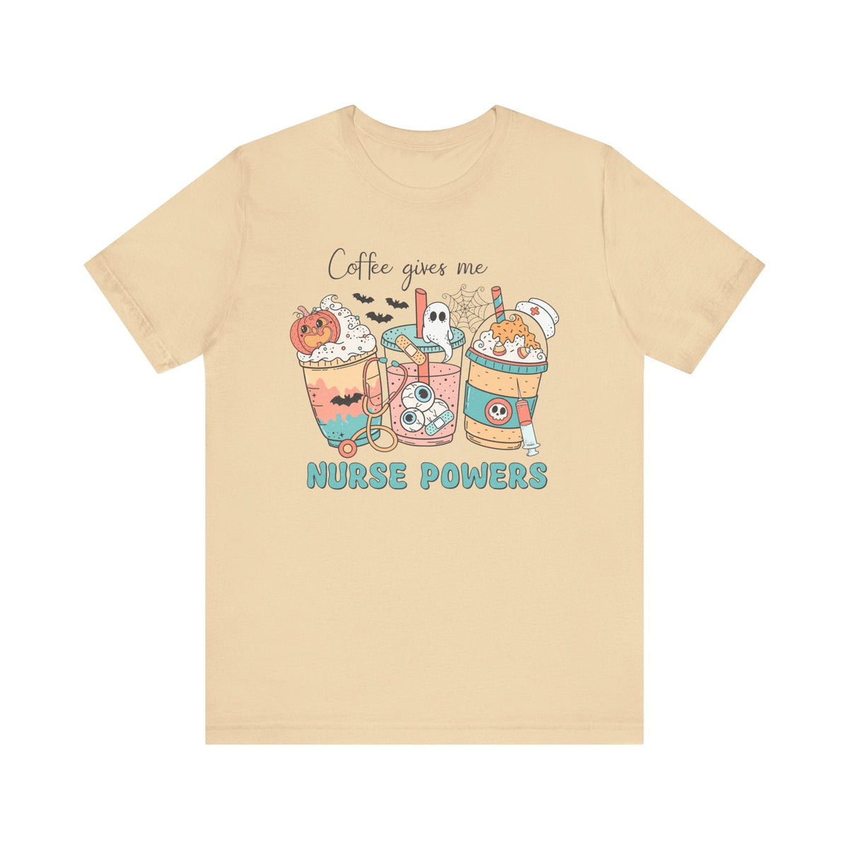 Coffee Gives Me Nurse Powers Halloween T-Shirt - Spooky Nurse Life Tee