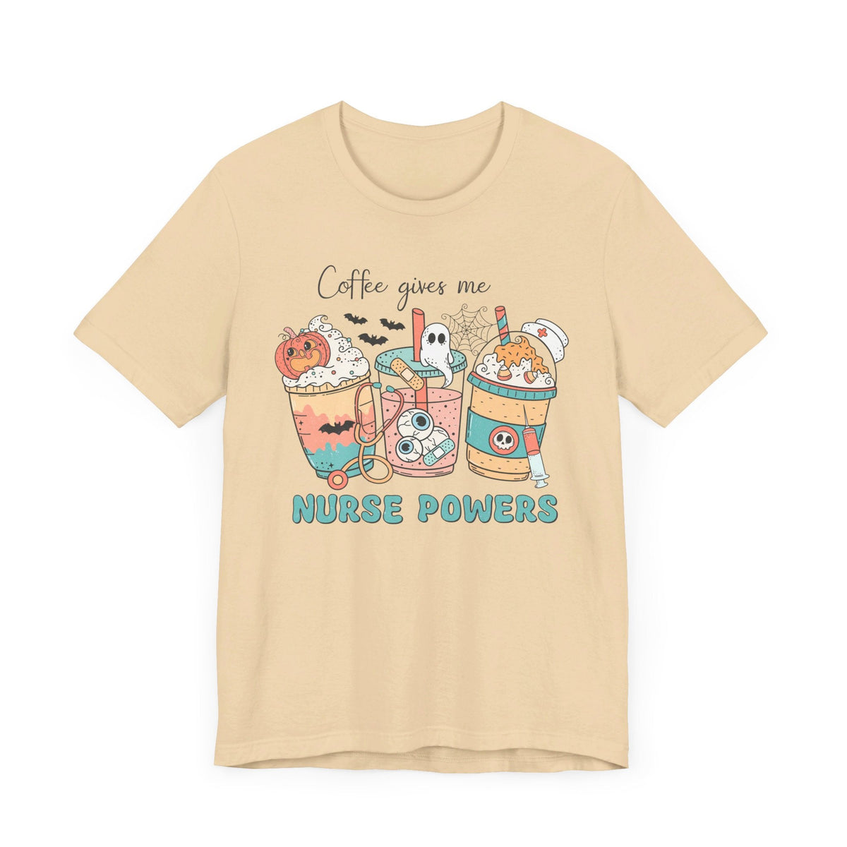 Coffee Gives Me Nurse Powers Halloween T-Shirt - Spooky Nurse Life Tee