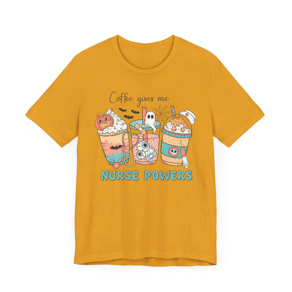 Coffee Gives Me Nurse Powers Halloween T-Shirt - Spooky Nurse Life Tee