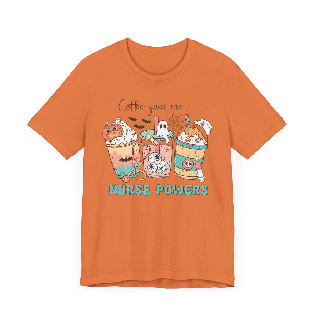 Coffee Gives Me Nurse Powers Halloween T-Shirt - Spooky Nurse Life Tee