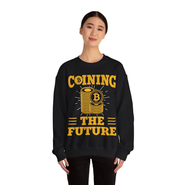 Coining the Future Crypto Crewneck Sweatshirt – Cryptocurrency Shirt for Enthusiasts, Traders, and Meme Lovers