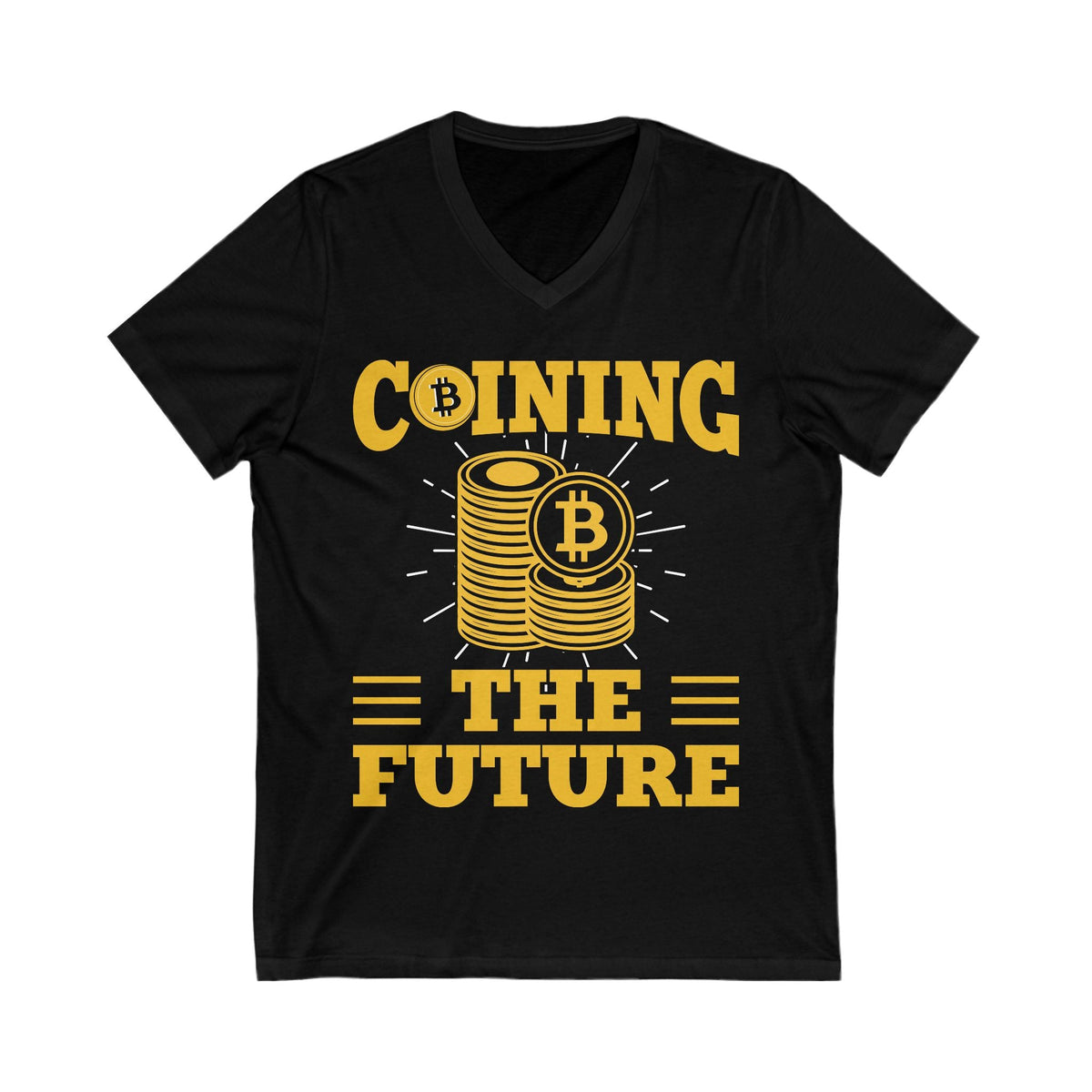 Coining the Future Crypto V-Neck – Cryptocurrency Shirt for Enthusiasts, Traders, and Meme Lovers