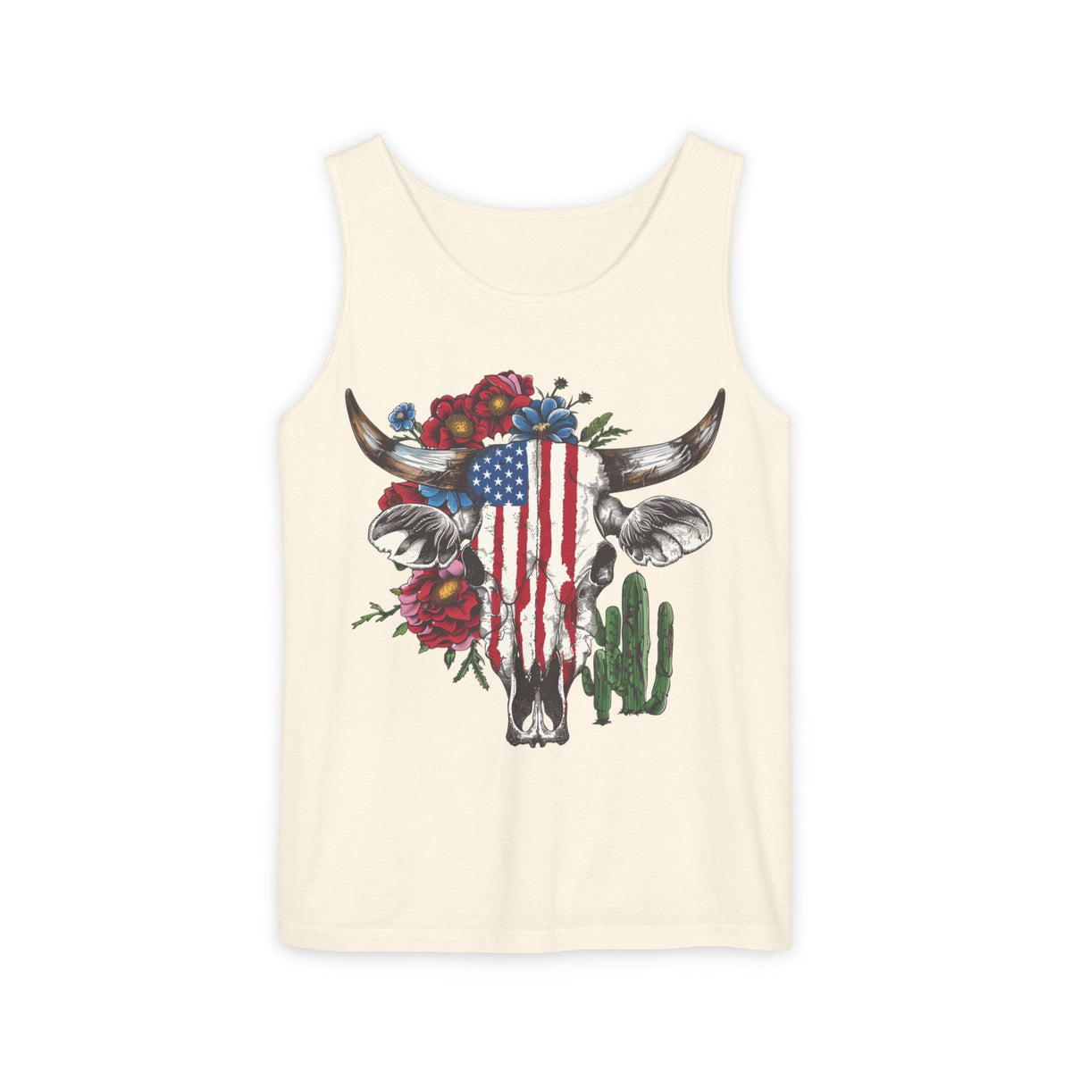 Cow Skull Unisex Garment-Dyed Tank Top