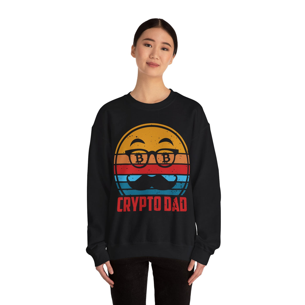 Crypto Dad Logo Crypto Crewneck Sweatshirt – Cryptocurrency Shirt for Enthusiasts, Traders, and Meme Lovers