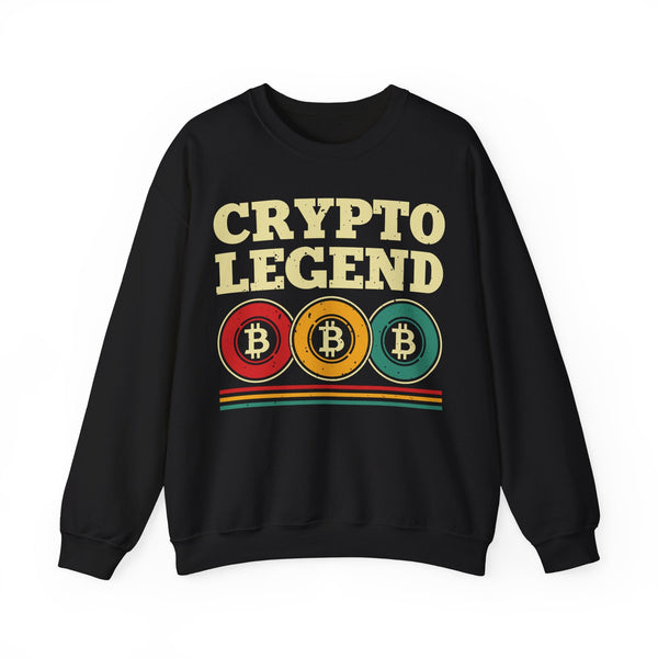 Crypto Legend Crypto Crewneck Sweatshirt – Cryptocurrency Shirt for Enthusiasts, Traders, and Meme Lovers