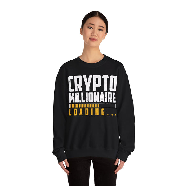 Crypto Millionaire Loading Crypto Crewneck Sweatshirt – Cryptocurrency Shirt for Enthusiasts, Traders, and Meme Lovers