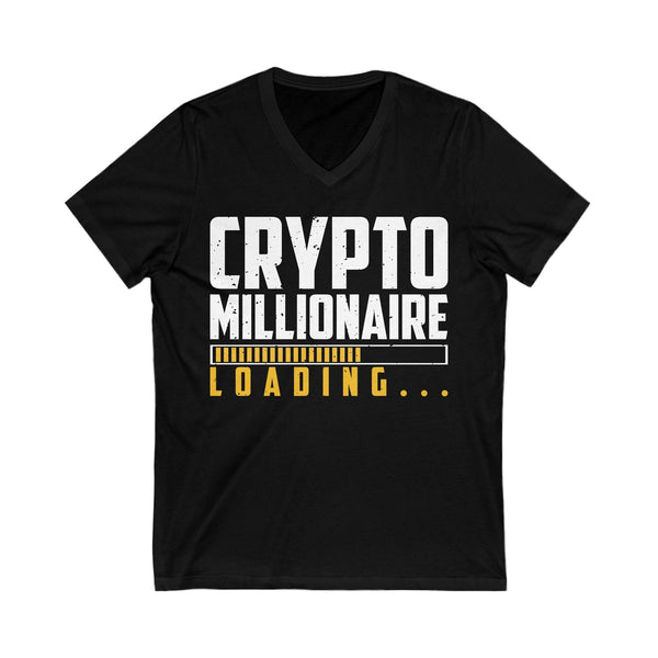 Crypto Millionaire Loading Crypto V-Neck – Cryptocurrency Shirt for Enthusiasts, Traders, and Meme Lovers