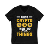 Crypto Quote Crypto V-Neck – Cryptocurrency Shirt for Enthusiasts, Traders, and Meme Lovers