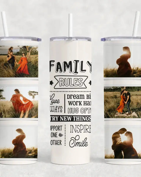 Custom Six Photo Collage Tumbler With Family Quote 20oz Keepsake