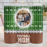 Custom Football Mom Tumbler - Personalized Photo Sports Gift for Moms, Football Field Design, Game Day Mom Gift,