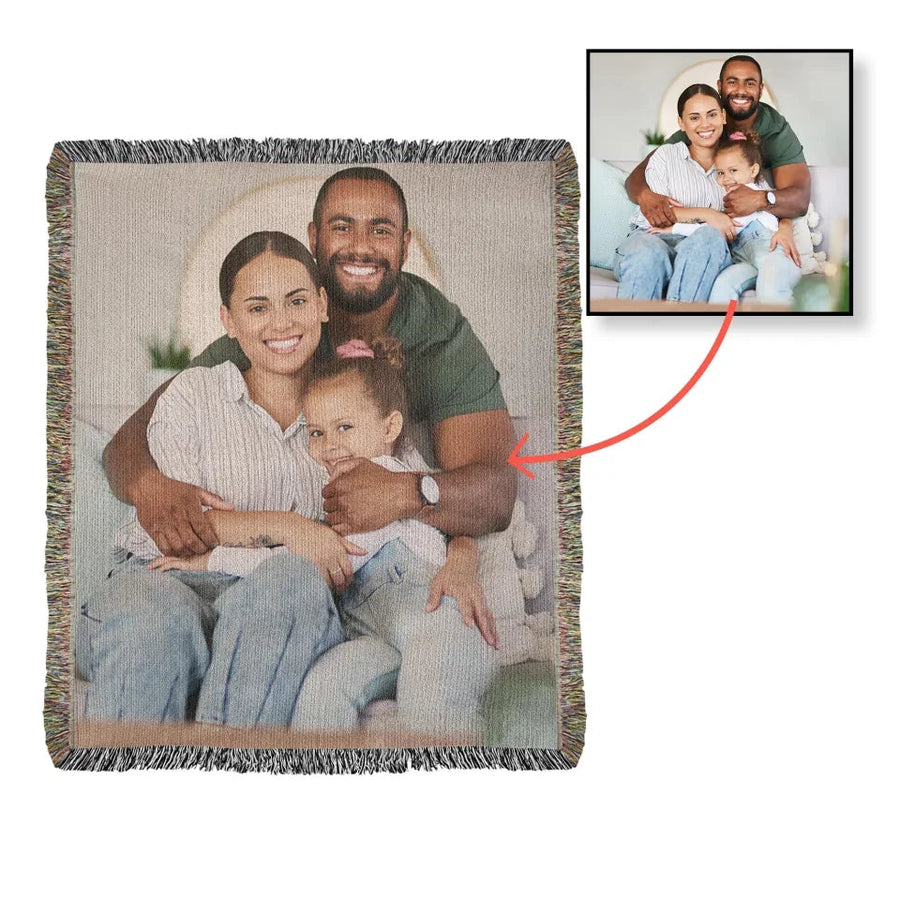 Custom Woven Photo Blanket - Personalized Picture Throw, High-Quality Keepsake Gift for Family & Loved Ones